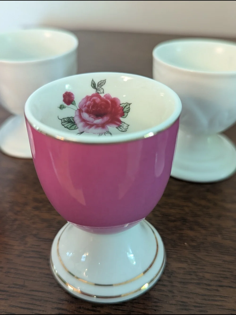 Egg Cups Aynsley Grotto Rose Fine Bone China & Vintage Curated Set of 5